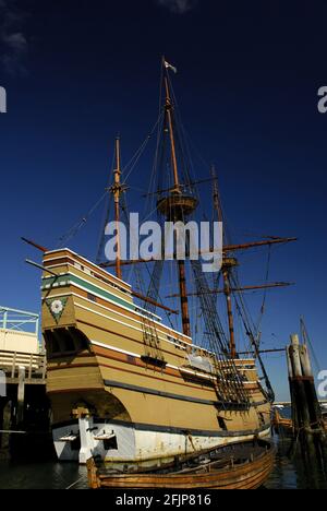 Replica del Mayflower, insediamento del Nord America 1620, pellegrini, Plymouth, Massachusetts, Stati Uniti Foto Stock