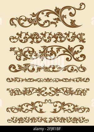 Elemento vettoriale decorativo con linea divisoria ornamentale giavanese vintage Illustrazione Vettoriale