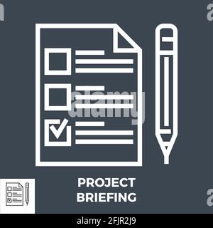 Icona della linea di briefing del progetto Illustrazione Vettoriale