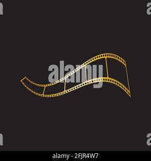 STRISCIA DI PELLICOLA DORATA ISOLATA SU SFONDO NERO ILLUSTRAZIONE VETTORIALE Illustrazione Vettoriale