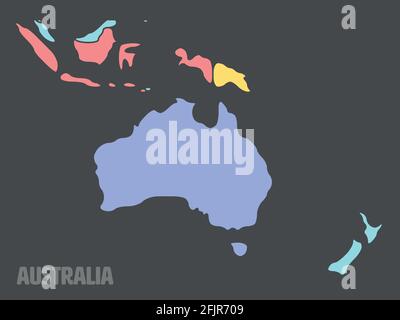 Mappa fluida del continente australiano Illustrazione Vettoriale