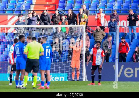 ROTTERDAM, PAESI BASSI - APRILE 25: Portiere Justin Bijlow di Feyenoord Rotterdam durante la partita olandese di Eredivisie tra Feyenoord e Vitesse a. Foto Stock