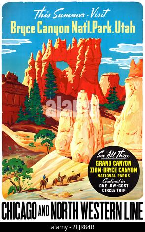 Quest'estate. Visita lo Zion National Park, Utah. Artista sconosciuto. Poster vintage restaurato pubblicato negli anni '30 negli Stati Uniti. Foto Stock