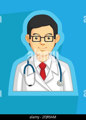 Medico medico medico Practitionista Generale Profilo medico Avatar Cartoon Illustrazione Vettoriale
