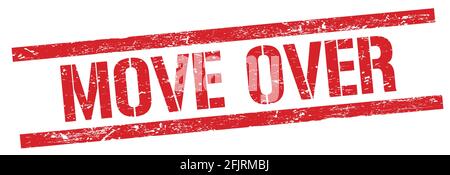 PASSATE SOPRA il testo sul simbolo rosso del timbro rettangolare. Foto Stock