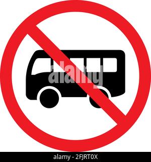 Cartello di divieto autobus. Simboli normativi sul traffico. Illustrazione Vettoriale