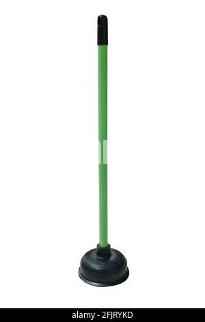 bastoncino per pompa in plastica per wc a ventosa o fogna su bianco sfondo Foto Stock
