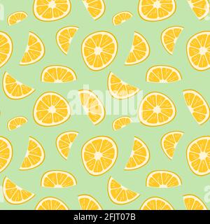 Fetta di limone disegnata a mano motivo senza cuciture cute vettore giallo illubartion Ricco di frutta di vitamina C. Illustrazione Vettoriale