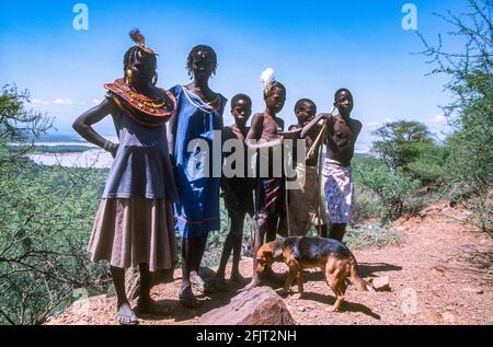 Pokot bambini i Pokot persone (anche scritto Pokoot) Live in West Pokot County e Baringo County in Kenya E nel distretto Pokot della K orientale Foto Stock