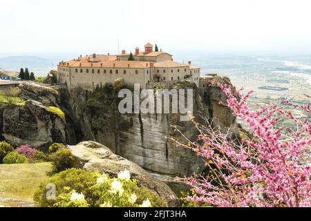 Monastero Santo di Santo Stefano, convento di Meteora, Grecia Foto Stock