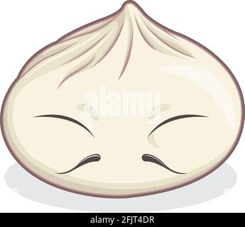 Tradizionale cinese carne di bun Dumpling Cartoon cibo asiatico disegno Illustrazione Vettoriale