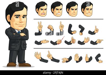 Mascot businessman Company Amministratore Delegato Cartoon Vector Drawing Illustrazione Vettoriale