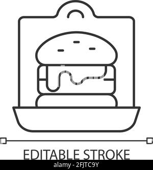 Icona lineare dei panini da asporto e degli hamburger Illustrazione Vettoriale