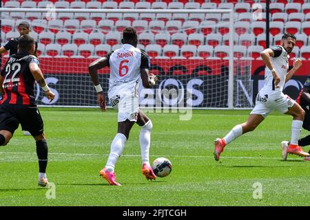 Junior Sambia - CALCIO : Nizza vs Montpellier - Ligue 1 Uber mangia a Nizza, Francia il 25 aprile 2021. Nizza ha vinto 3-1. (Foto di Lionel Urman/Sipa USA) Foto Stock