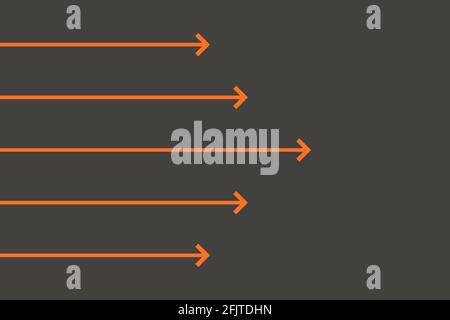 frecce sottili colorate che puntano verso destra su uno sfondo grigio. direzione. traccia. Sfondo vettoriale. Illustrazione Vettoriale