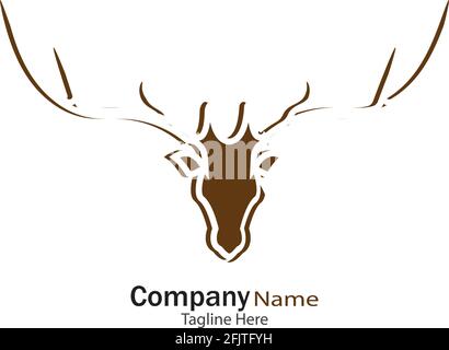 Logo della testa del cervo modello icona vettoriale disegno di illustrazione Illustrazione Vettoriale