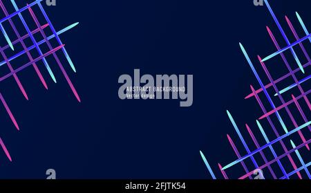 Sfondo astratto con laser linee rette luminose riprese dai bordi dello schermo con spazio blu vuoto al centro, copertina scientifica Illustrazione Vettoriale