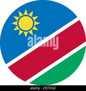 Icona della bandiera rotonda della Namibia. Icone e cartelli da viaggio. Illustrazione Vettoriale