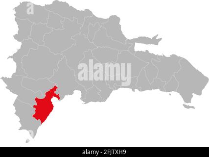 Le province di Barahona isolato Repubblica dominicana mappa. Sfondo grigio. Concetti e background aziendali. Illustrazione Vettoriale