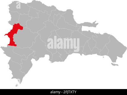 Provincia di Elias pina isolata Repubblica dominicana mappa. Sfondo grigio. Concetti e background aziendali. Illustrazione Vettoriale