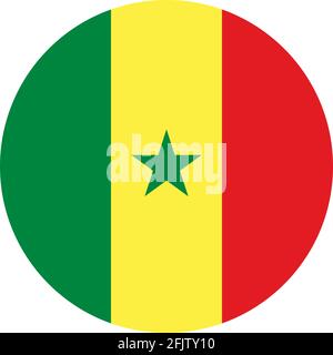 Icona della bandiera rotonda del Senegal. Cartelli e simboli nazionali. Illustrazione Vettoriale