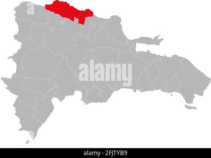 Provincia di Puerto plata isolata Repubblica dominicana mappa. Sfondo grigio. Concetti e background aziendali. Illustrazione Vettoriale