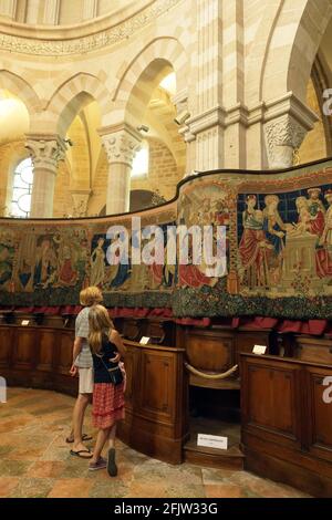 Francia, Cote d'Or, paesaggio culturale della Borgogna climi elencati come Patrimonio Mondiale dell'UNESCO, Beaune, Notre Dame de Beaune Collegiata basilica, arazzi nel coro Foto Stock