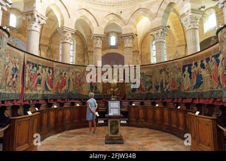 Francia, Cote d'Or, paesaggio culturale della Borgogna climi elencati come Patrimonio Mondiale dell'UNESCO, Beaune, Notre Dame de Beaune Collegiata basilica, arazzi nel coro Foto Stock