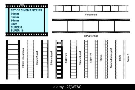 Vecchio set di profilati per pellicola retrospettiva. Illustrazione Vettoriale