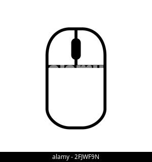 Mouse per computer, semplice icona nera isolata su sfondo bianco Illustrazione Vettoriale