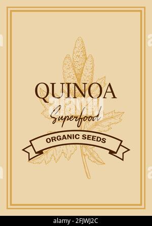 Confezione in quinoa con elemento disegnato a mano. Illustrazione vettoriale nello stile di schizzo Illustrazione Vettoriale