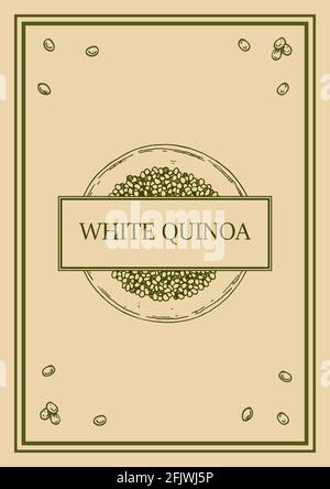 Confezione in quinoa con elemento disegnato a mano. Illustrazione vettoriale nello stile di schizzo Illustrazione Vettoriale