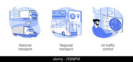 Illustrazioni vettoriali del concetto astratto del sistema di trasporto. Illustrazione Vettoriale