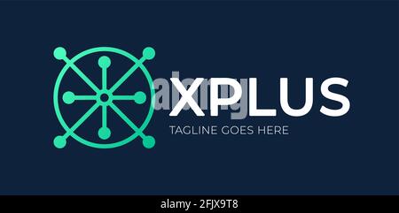 Logo Letter X Medical Plus. Lettera iniziale astratta X Logo. Stile colorato a forma di cerchio con X Letter Inside. Modello di progettazione di logo vettoriali piatti Illustrazione Vettoriale