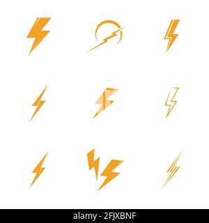 Icona Lightning Bolt logo Set creativo vettore illustrazione Illustrazione Vettoriale