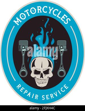 cranio e pistoni Illustrazione Vettoriale