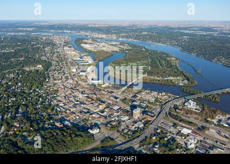 Vista aerea di Moline, Illinois, Quad Cities, Rock Island, Davenport, Bettendorf, Iowa, Stati Uniti Foto Stock