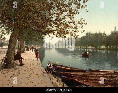 La Promenade e il fiume Ouse a Bedford circa 1890-1900 Foto Stock