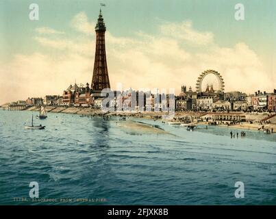 La stazione balneare di Blackpool nel Lancashire circa 1890-1900 Foto Stock