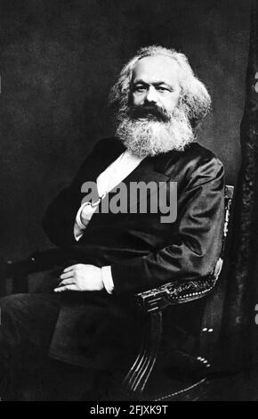 1878 ca., GERMANIA : IL filosofo tedesco, economista e politico KARL MARX ( 1818 - 1883 ) , autore di DAS KAPITAL ( il CAPITALE ) e il Manifesto del Partito Comunista con Engels ( 1848 ) - FILOSOPO - IDEOLOGO - IDEOLOGO - POLITICO - POLITICA - ECONOMIA - ECONOMISTA - COMUNISMO - SOCIALISMO - PCI - PSI - P.C.I. - P.S.I. Capelli - capelli lunghi - capelli lunghi - capelli lisci - capelli lisci - acconciatura raccolta - blonde hair - long hair - long hair - long hair - long fringe - long fringe - long frangs ----- Archivio GBB Foto Stock