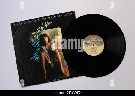 Flashdance movie colonna sonora originale della Motion Picture su disco LP con disco in vinile. Foto Stock