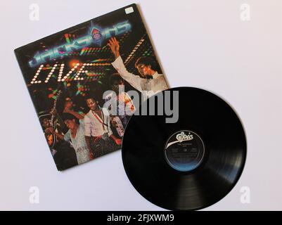 Pop, rhythm and blues, soul, funk and disco band, l'album musicale Jackson 5 su disco LP in vinile. Intitolato: The Jacksons Live! Foto Stock