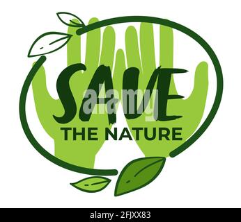 Salvare la natura, l'ecologia e la conservazione del pianeta Illustrazione Vettoriale