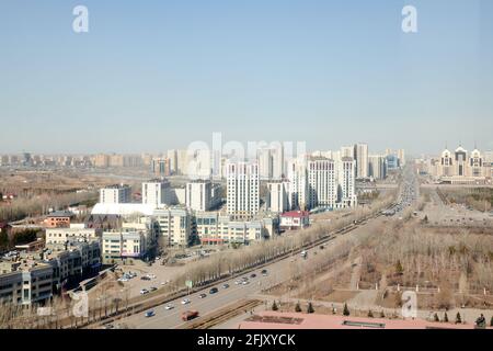 vista della città da una ruota panoramica in altezza Foto Stock