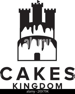 Modello vettoriale di disegno del logo di cakes kingdom Illustrazione Vettoriale