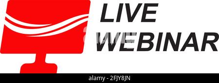 Modello vettoriale di progettazione del logo live del webinar Illustrazione Vettoriale