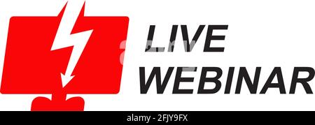 Modello vettoriale di progettazione del logo live del webinar Illustrazione Vettoriale