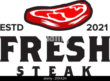 Modello vettoriale per il design del logo della carne fresca Illustrazione Vettoriale