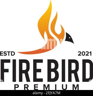 Modello vettoriale per il disegno del logo Fire bird Illustrazione Vettoriale