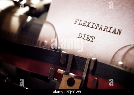 Frase di dieta Flexitarian scritta con una macchina da scrivere. Foto Stock